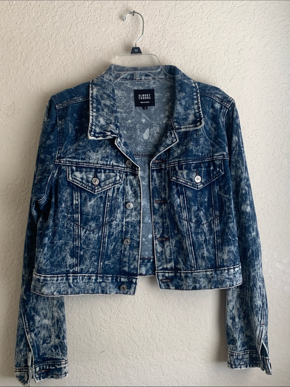 Almost Famous Acid-Wash Blue Denim Trucker Jacket - Women